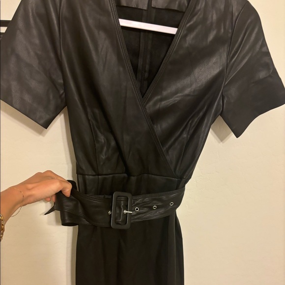 Mango: size 4, faux leather mini dress with belt - Picture 2 of 3